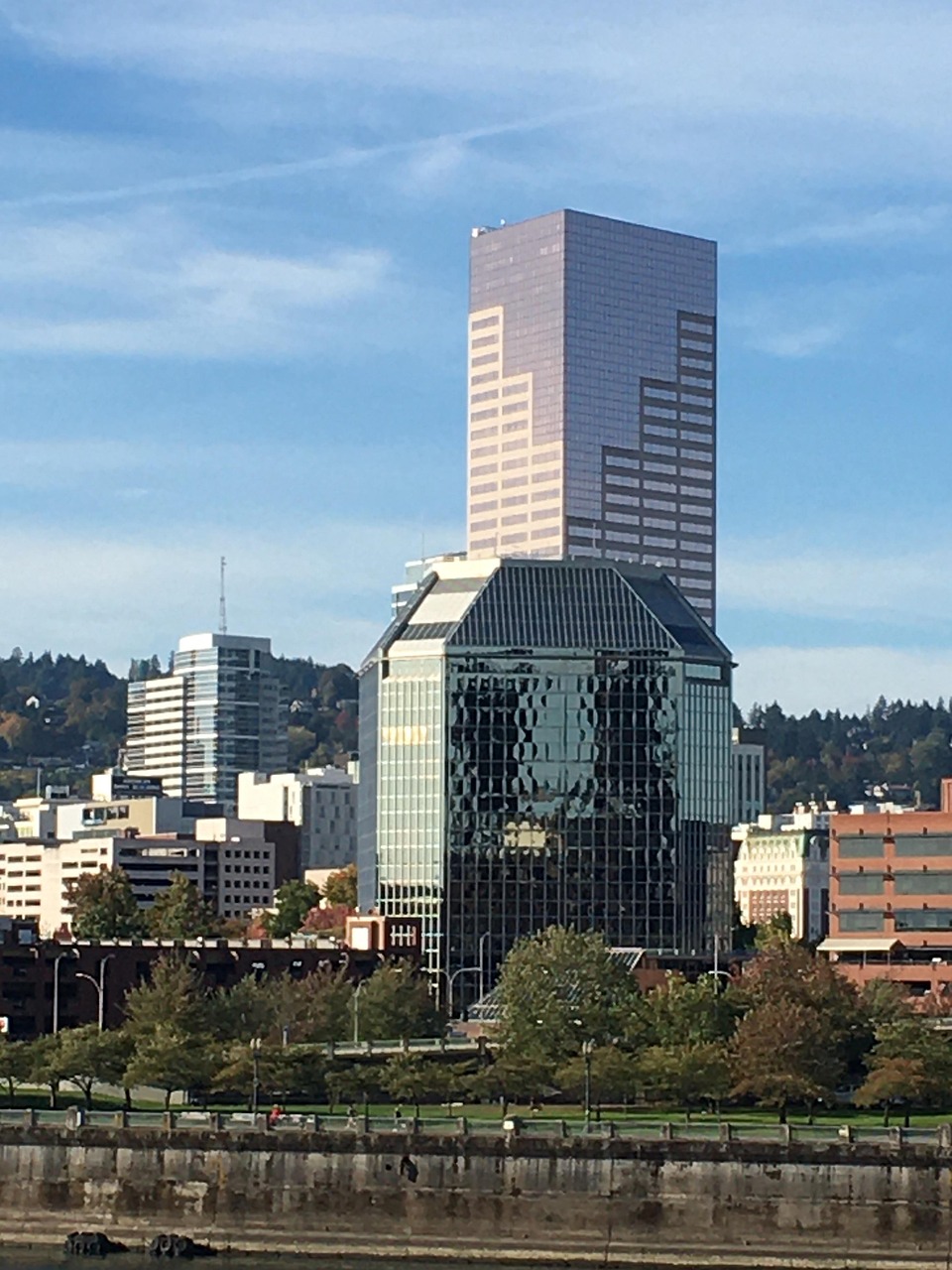 big pink, skyscraper, downtown, portland